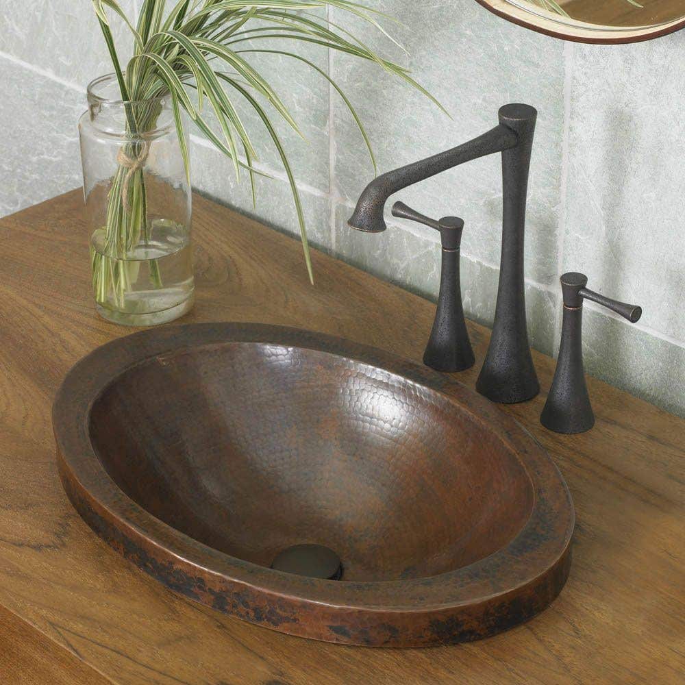 hibiscus hammered copper bathroom sink - cps243-s | vintage tub