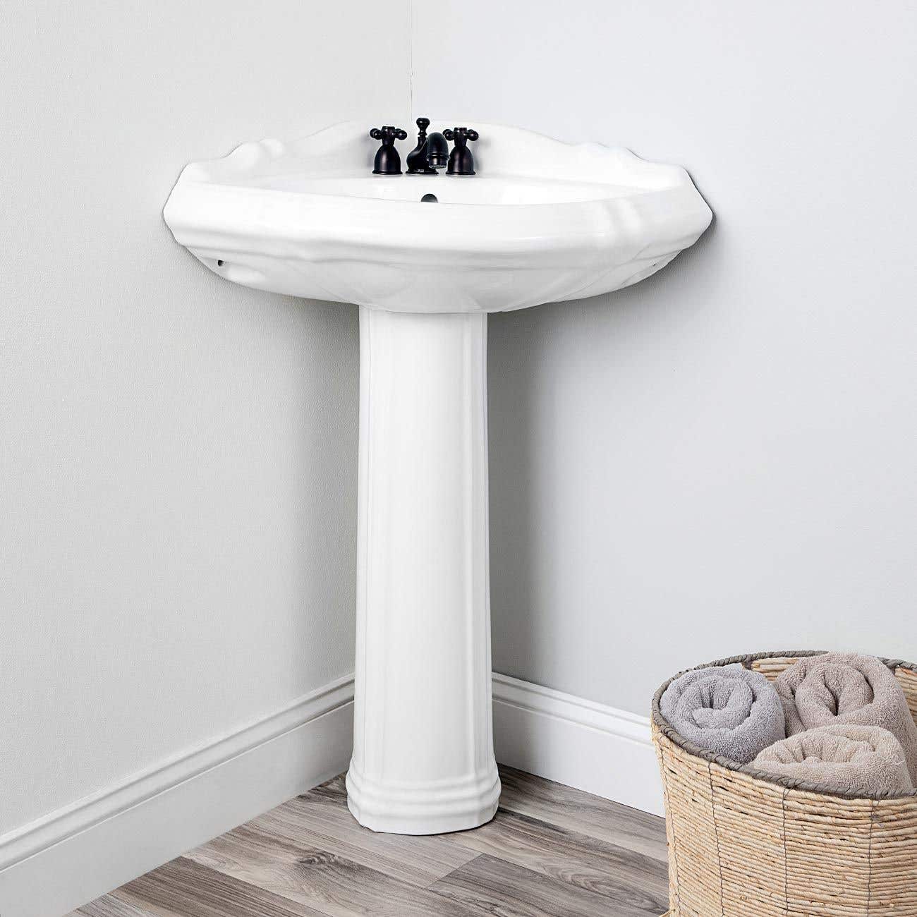 alzata 26 inch corner pedestal sink | vintage tub & bath