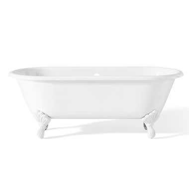 Cheviot Regal 61 Inch Cast Iron Double Ended Bathtub with Continuous Rolled Rim - No Faucet Drillings