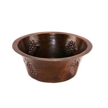 Premier Copper Products Copper Bar Sink with Grapes Design