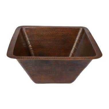 Premier Copper Products 17 Inch Square Hammered Copper Bar/Prep Sink