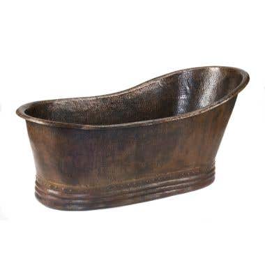 Premier Copper Products 67 Inch Hammered Copper Single Slipper Tub