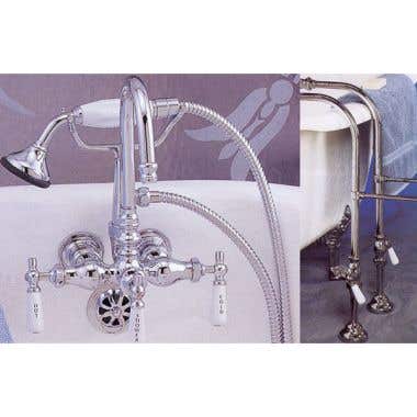 Strom Plumbing Freestanding Gooseneck Spout Clawfoot Tub Faucet with Handshower