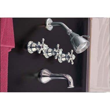 Strom Plumbing Rio Grande Three Handle Tub and Shower Faucet Set with Metal Cross Handles