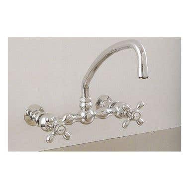 Strom Plumbing American Wall Mount Curved Spout Faucet with Metal Cross Handles