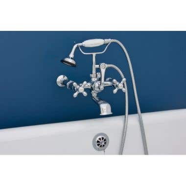 Strom Plumbing Wall Mount Clawfoot Tub Faucet with Handheld Shower