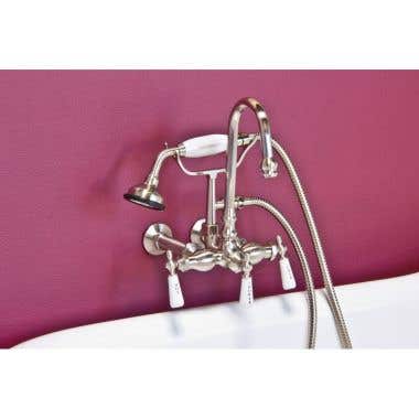 Strom Plumbing Wall Mount Clawfoot Tub Faucet with Handheld Shower