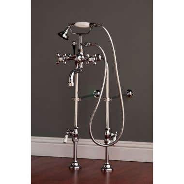 Strom Plumbing Traditional Freestanding Tub Faucet with Porcelain Handles and Handshower