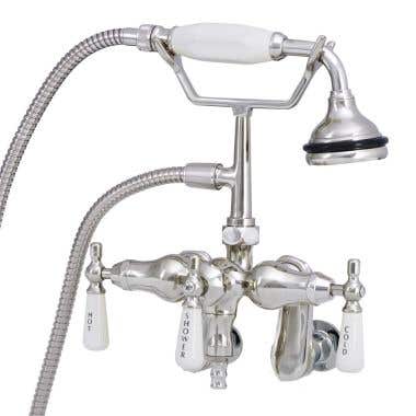 Randolph Morris Wall Mount Down Spout Clawfoot Tub Faucet with Handshower and Adjustable Couplers
