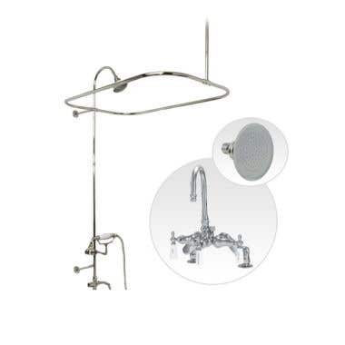 Randolph Morris Deck Mount Clawfoot Tub Shower Enclosure with Gooseneck Faucet and Showerhead