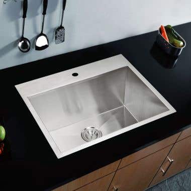 Water Creation Stainless Steel 25 Inch Zero Corner Radius Single Bowl Drop In Kitchen Sink