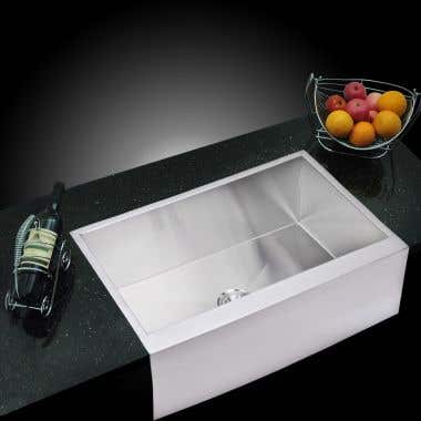 Water Creation Stainless Steel 33 Inch Zero Corner Radius Single Bowl Apron Front Kitchen Sink