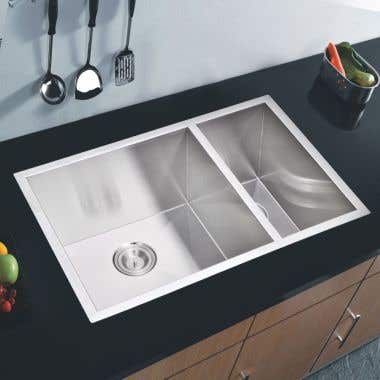 Water Creation Stainless Steel 29 Inch Zero Corner Radius Double Bowl Undermount Kitchen Sink