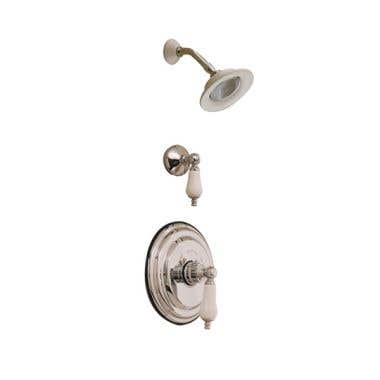 Strom Plumbing Complete Thermostatic Shower Set with Porcelain Lever Handles