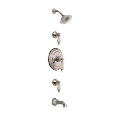 Strom Plumbing Thermostatic Tub & Shower Set with Porcelain Lever Handles