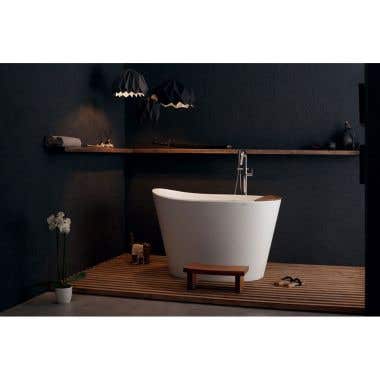 Aquatica True Ofuro Tranquility 51 Inch Heated Freestanding Stone Japanese Bathtub