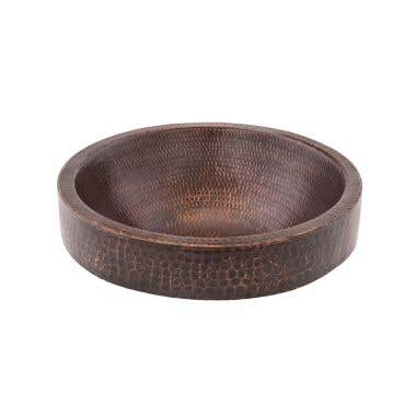 Premier Copper Small Round Skirted Vessel Hammered Copper Sink