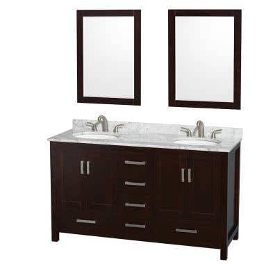 Wyndham Collection Sheffield 60 In Double Oval Sink Vanity Set