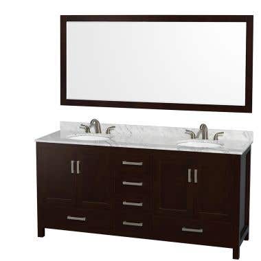 Wyndham Collection Sheffield 72 In Double Oval Sink Vanity Set