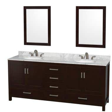 Wyndham Collection Sheffield 72 In Double Oval Sink Vanity Set