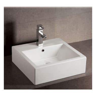 Whitehaus Isabella Collection Square Above Mount Sink with Overflow - Single Faucet Drilling