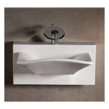 Whitehaus Isabella Collection Rectangular Vessel Sink with Integrated Rectangular Bowl - Rear Center Drain and NO Overflow