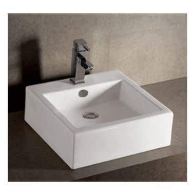Whitehaus Isabella Collection Square Above Mount Basin With Overflow And Single Faucet Hole