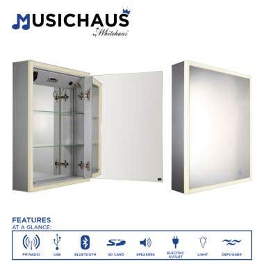Whitehaus Musichaus Two Door Medicine Cabinet with Speakers