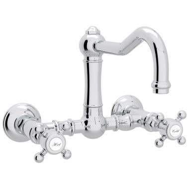 ROHL Low Lead Country Kitchen Wall Mounted Bridge Faucet with 5 Spoke Handles