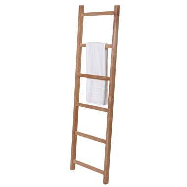 71 Inch Teak Towel Ladder with 6 Bars