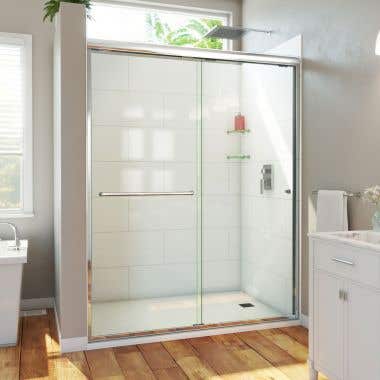 Alliance Pro HV 56-60 in. W x 76 1/2 in. H Semi-Frameless Sliding Shower Door and Clear Glass
