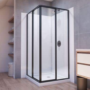 Cornerview 36 in. D x 36 in. W x 78 3/4 in. H Sliding Shower Enclosure, Base, and White Wall Kit