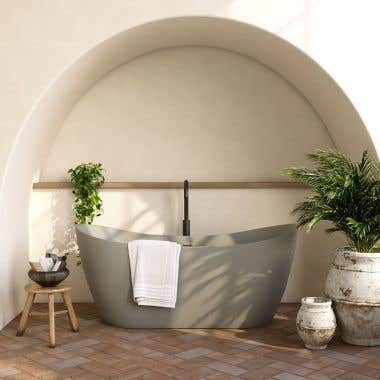 Philo Matte Gray Acrylic Double Slipper Freestanding Tub