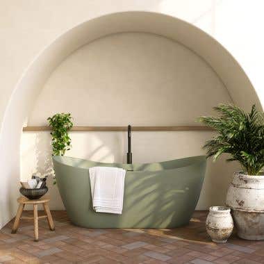 Philo Matte Green Acrylic Double Slipper Freestanding Tub