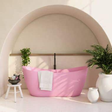 Philo Pink Acrylic Double Slipper Freestanding Tub
