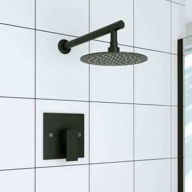 Tranquil Rainfall Shower Set with Round Shower Head and Square Valve