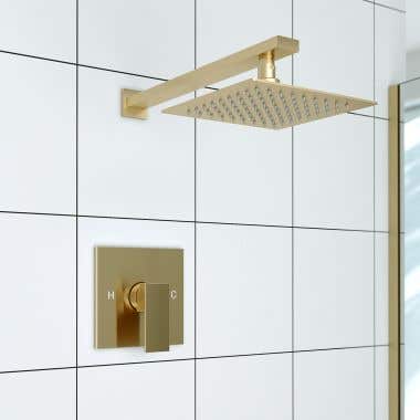 Tranquil Rainfall Shower Set with Square Shower Head and Square Valve