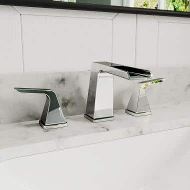Waterfall Widespread Bathroom Sink Faucet - Metal Lever Handles