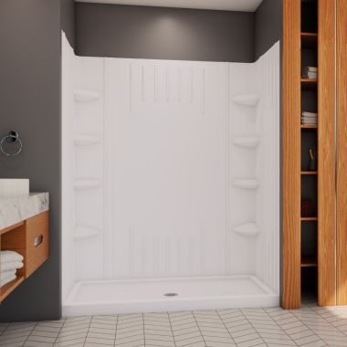 DreamLine 30 inch D x 60 inch W x 75 5/8 inch H Shower Base and QWALL-3 ...