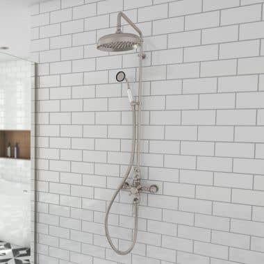Rain Exposed Thermostatic Shower System with Handheld Shower