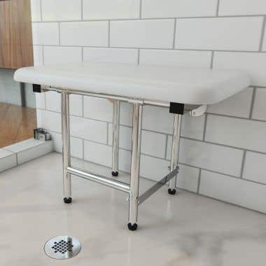 Padded Cushion Folding Wall Mount ADA Compliant Bench Shower Seat with Legs