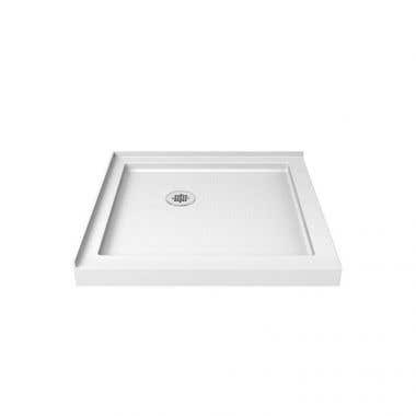 White - SlimLine 42 x 42 Acrylic Double Threshold Shower Base - Corner Drain