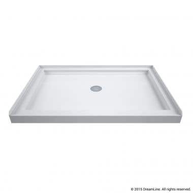 White - SlimLine 34 x 42 Acrylic Single Threshold Shower Base - Center Drain