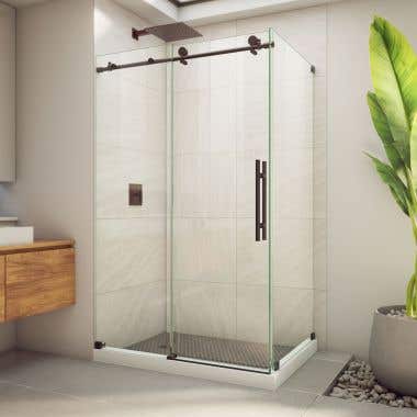 Enigma-X 34 1/2 in. D x 48 3/8 in. W x 76 in. H Clear Sliding Shower Enclosure