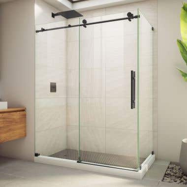 Enigma-X 34 1/2 in. D x 60 3/8 in. W x 76 in. H Clear Sliding Shower Enclosure