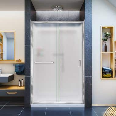 Lifestyle Shot - DreamLine Infinity-Z 36 in. D x 48 in. W x 76 3/4 in. H Frosted Sliding Shower Door in Chrome