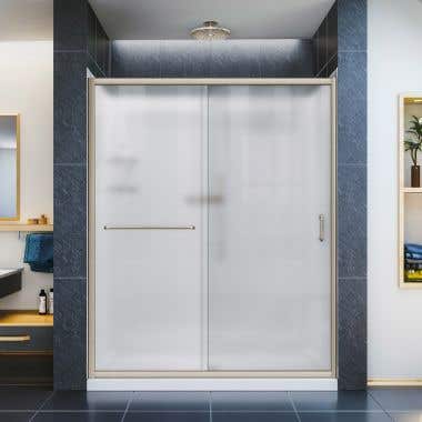 Lifestyle Shot - DreamLine Infinity-Z 30 in. D x 60 in. W x 76 3/4 in. H Frosted Sliding Shower Door in Brushed Nickel