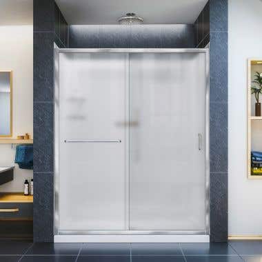 Lifestyle Shot - DreamLine Infinity-Z 34 in. D x 60 in. W x 76 3/4 in. H Frosted Sliding Shower Door in Chrome
