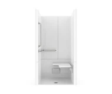 40 x 38 AcrylX Alcove Center Drain Three-Piece ADA Compliant Shower in White