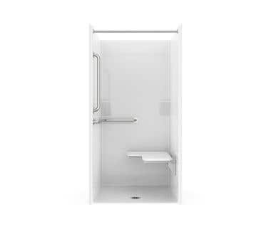 42 x 37 AcrylX Alcove Center Drain One-Piece ADA Compliant Shower in White